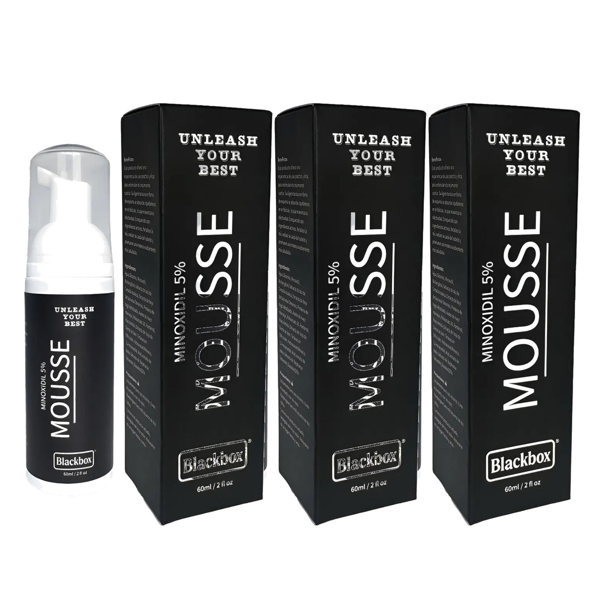 BLACKBOX Mousse — Minoxidil 5% con Centella Asiática 60 ml